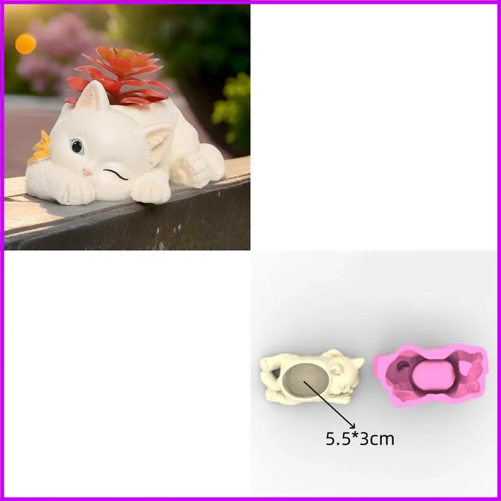 

Planter Silicone Molds Creative Cats Concrete Pots Mould Suitable for Handmade Epoxy Resin Crafting Vase