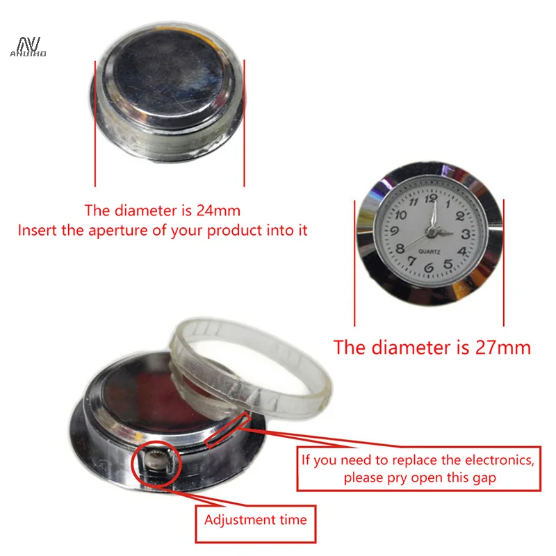 35mm Quartz Glass Mirror Clock Watch Head Movement Round Clocks Head Mosaic Roman Number Little Clock DIY Process Table