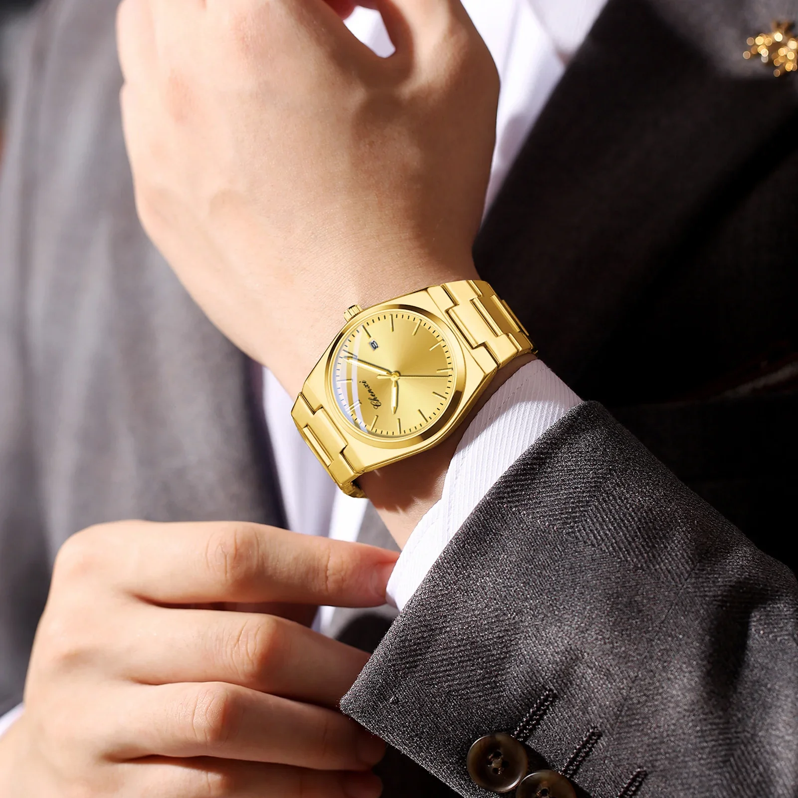 남자를위한 패션 오리지널 시계 CHENXI 럭셔리 브랜드 날짜 방수 빛나는 시계 골드 쿼츠 남자 손목 시계 reloj hombre