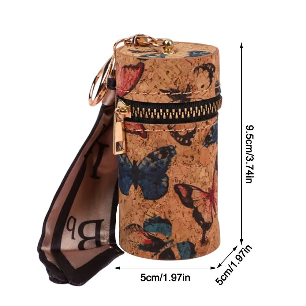 الرجعية بولي PU حقيبة أحمر الشفاه الصغيرة أسطواني الكرتون حقيبة مطبوعة قلادة الخشب الحبوب دلو حقيبة المحمولة مفتاح محفظة نسائية للعملات المعدنية للمرأة الفتيات