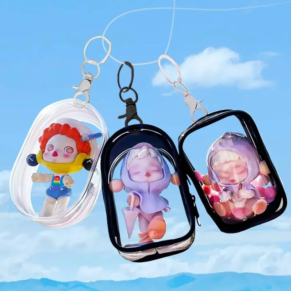 Transparent PVC Mystery Box Organizer Box Keychain Chain Bag Mystery Toy Storage Boxes for Labubu for Popmart Doll Toy