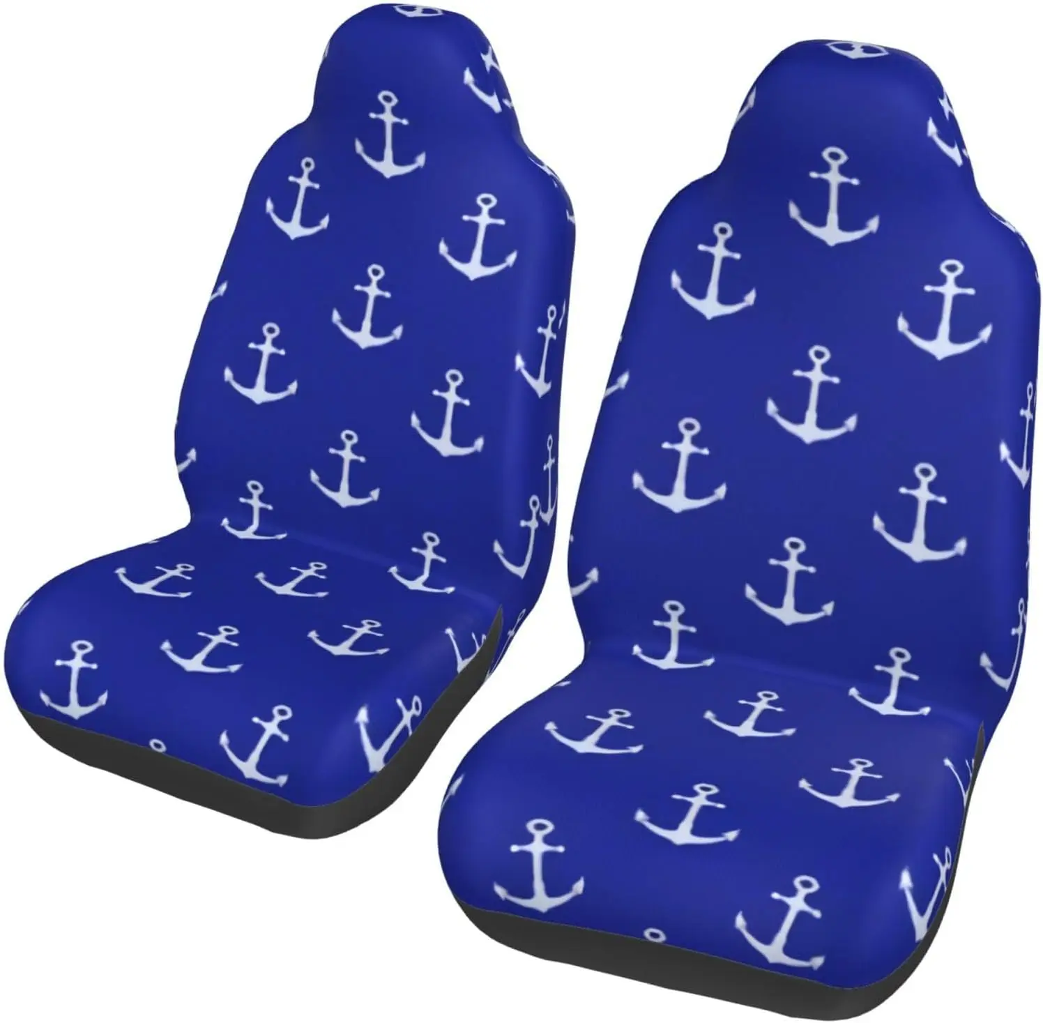 Anchor Navy Blue 2-Piece   Seat Cover Complete Set - Elastic Seat Protection Cover for Cars, Trucks, Suvs, and Truc