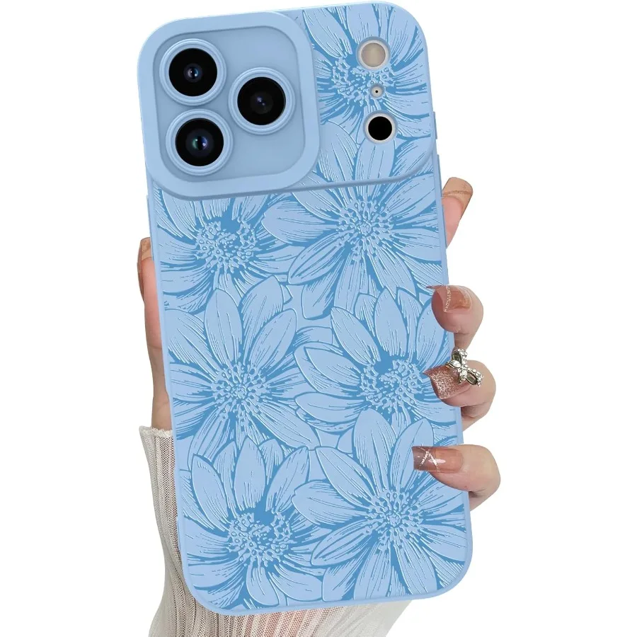 حافظة لهاتف آيفون 17 برو 2025 حافظة سيليكون عباد الشمس زهور زهور نمط لطيف حماية الكاميرا غطاء هاتف ناعم نحيف