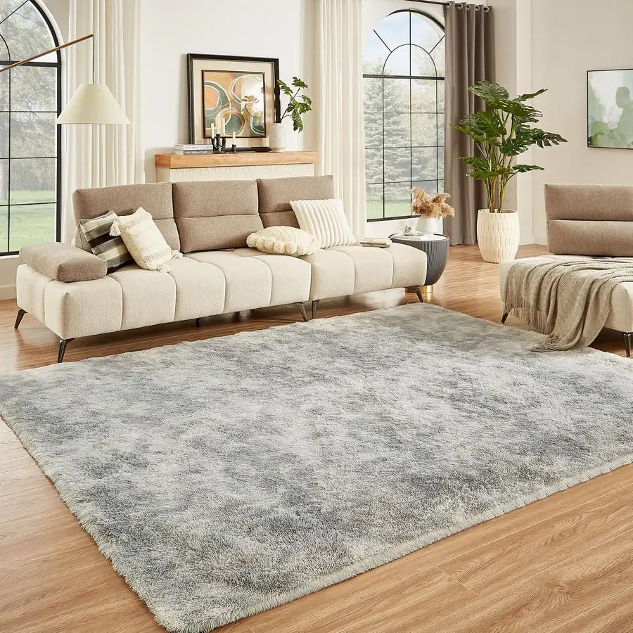 

Коврики для гостиной, большой ковер 6x9 Shag, светло-серые мягкие пушистые ковры TieDyed для спальни