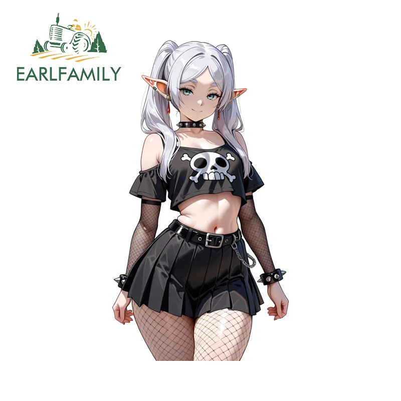 

EARLFAMILY Наклейки для автомобиля в стиле готика Frieren, персонализированные наклейки на лобовое стекло и бамперы, солнцезащитные наклейки, декор для автомобильных холодильников