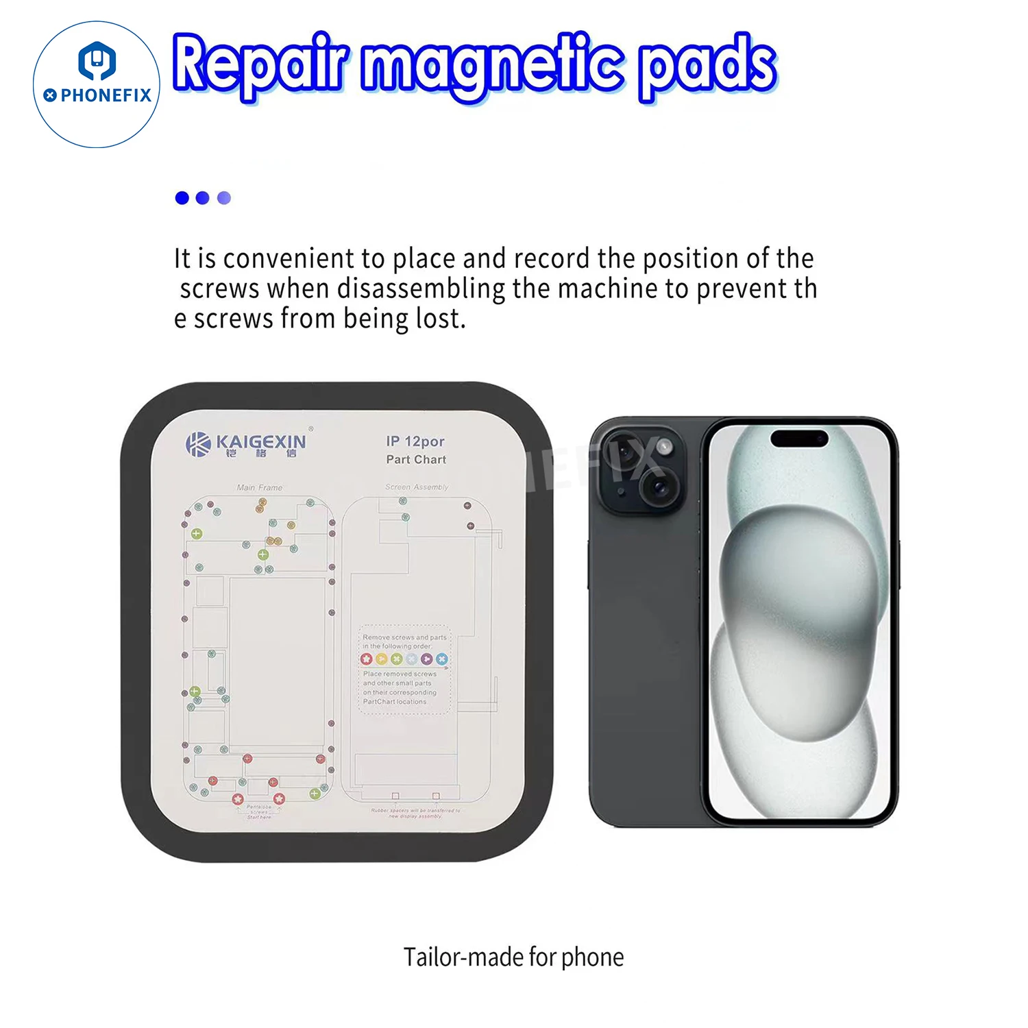 31 in 1 New Part Chart Magnetic Screw Mat Maps Guide Phone Part Chart for iPhone 6-15 Pro MAX Phone Professional Repair Tools