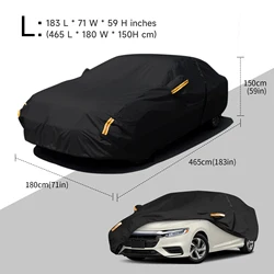 Car Cover Waterproof Dustproof UV Outdoor Protection Suitable for Sedan Universal Dust Cover Black Car Shell Cover S-XXL