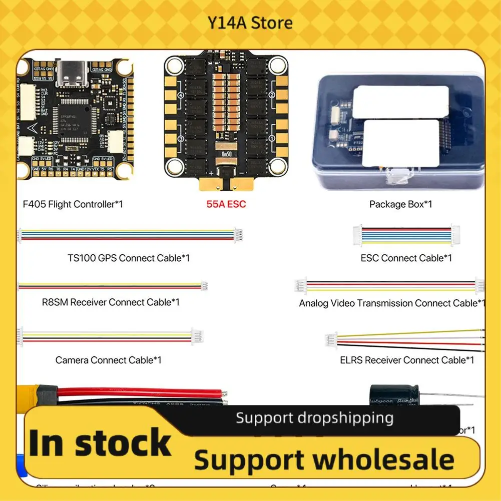 

Y14A F405 Stack For RC For FPV Freestyle Drones BLS-55A 4In1 ESC 3-6S Lipo Dual BEC 30.5X30.5Mm F405 Flight Controller Parts