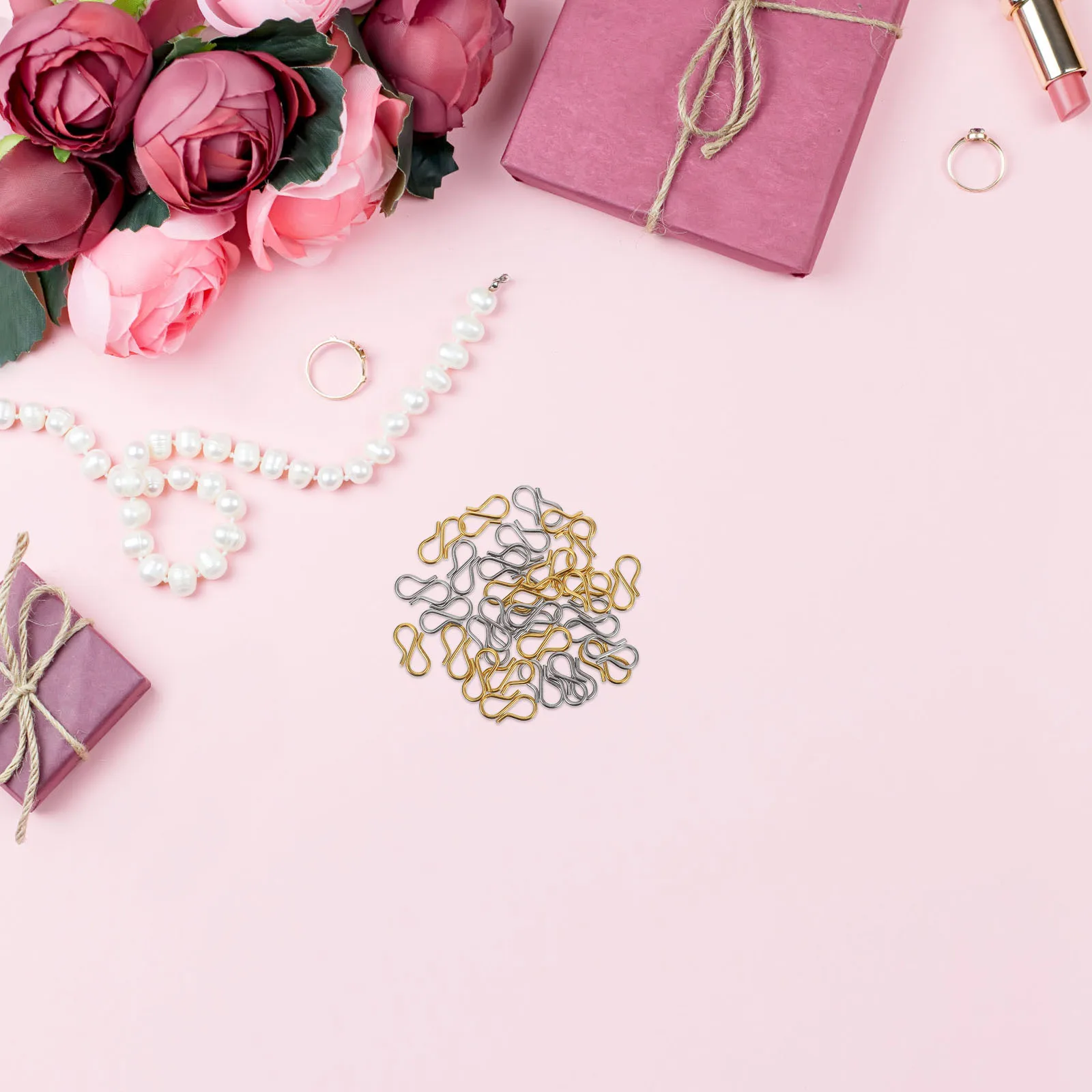

40pcs Stainless Steel Jewelry Hooks Necklace Clasp Connector Beads Hook Replacement Diy Durable Easy Connection