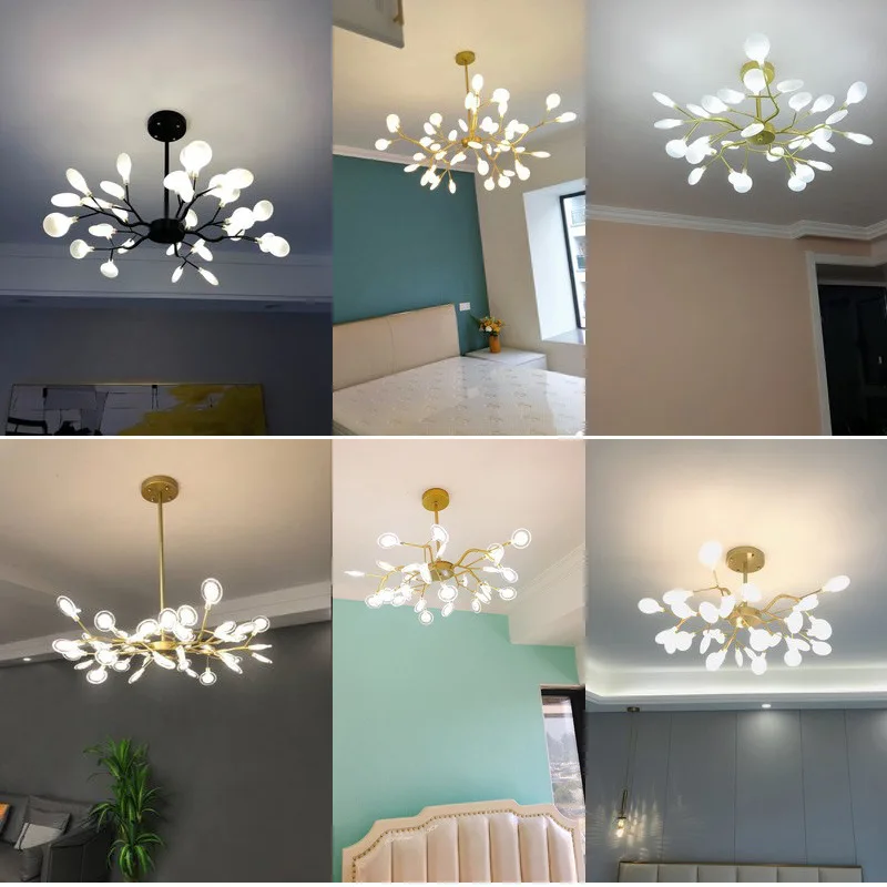 Imagem -04 - Luzes de Teto Suspensas Firefly Lustres Led Modernos para Sala de Estar e Jantar Decoração Interior de Luxo