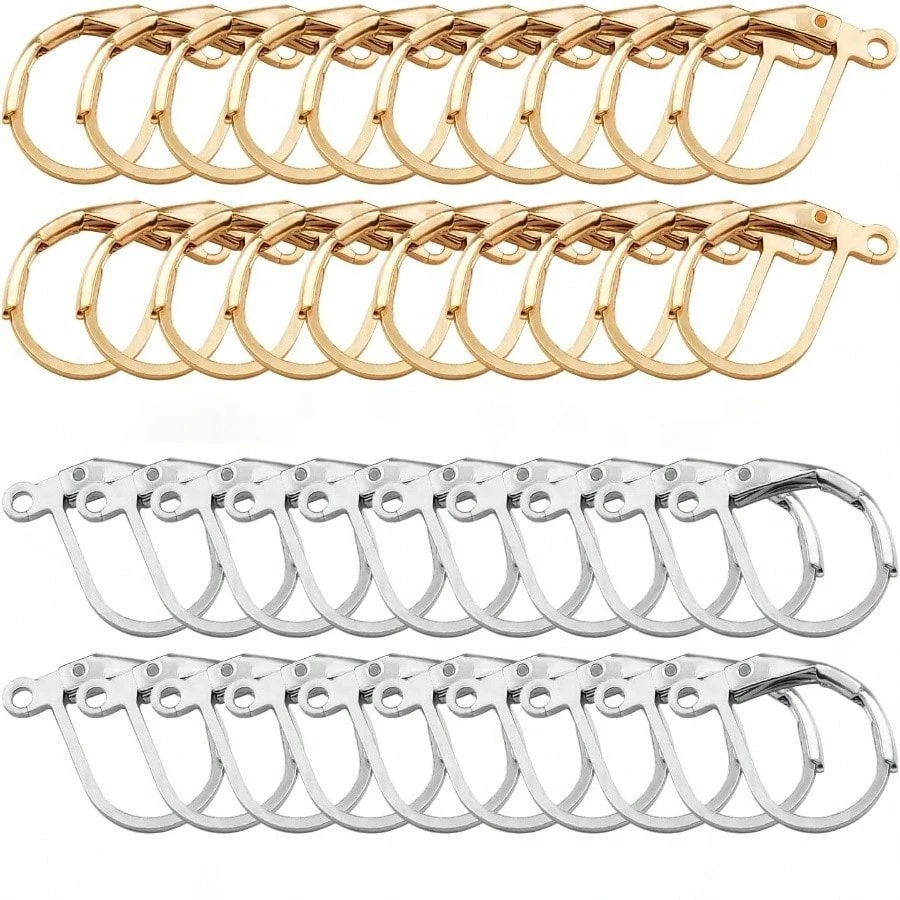 

14mm Stainless Steel Gold/Steel-Colored French Earring Hooks Handmade Bead and Loose Bead DIY Jewelry Making Accessories