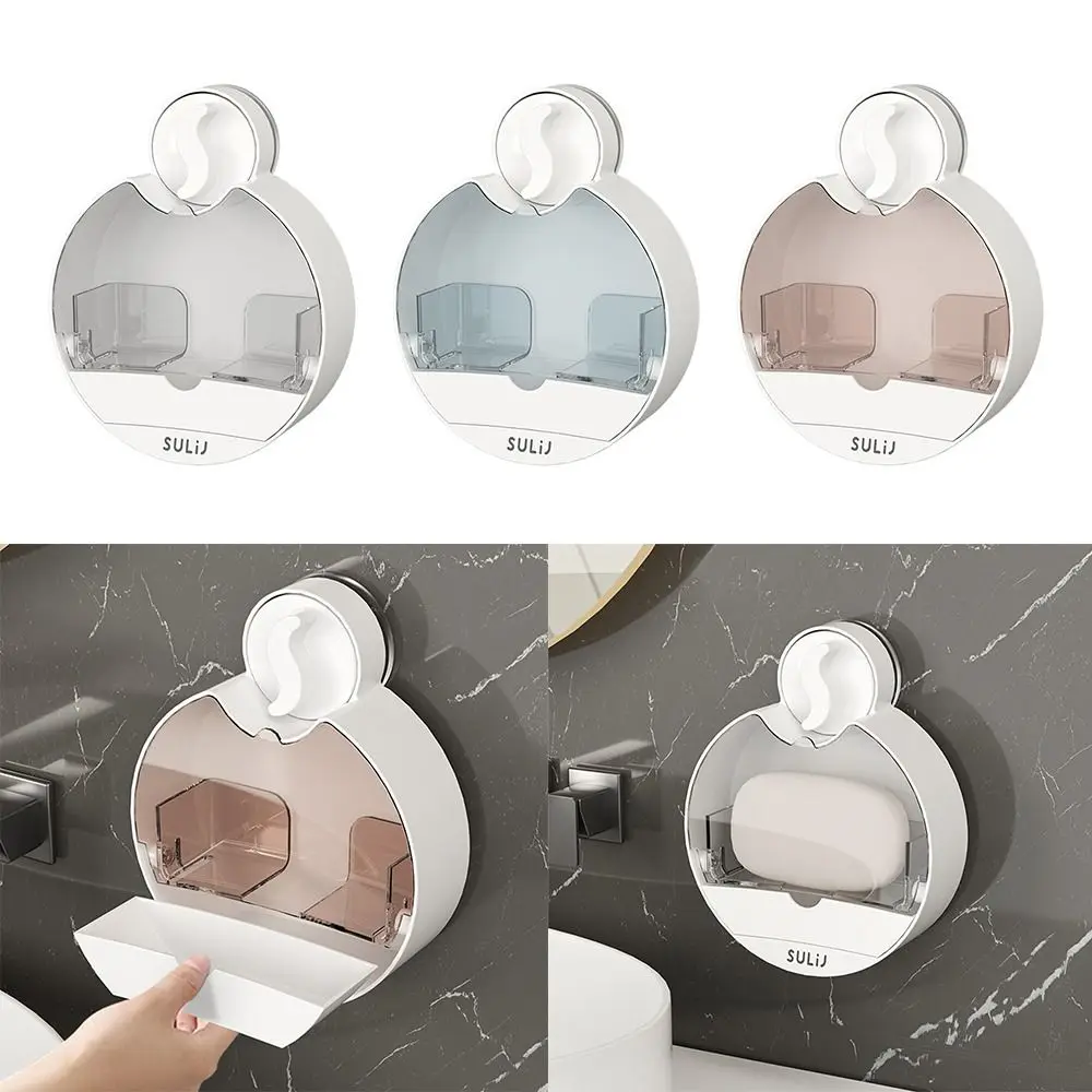 

New Suction Cup Flip Soap Box Wall-mounted Punch-free Household Drain Storage Racks Multifunctional Soap Storage Rack