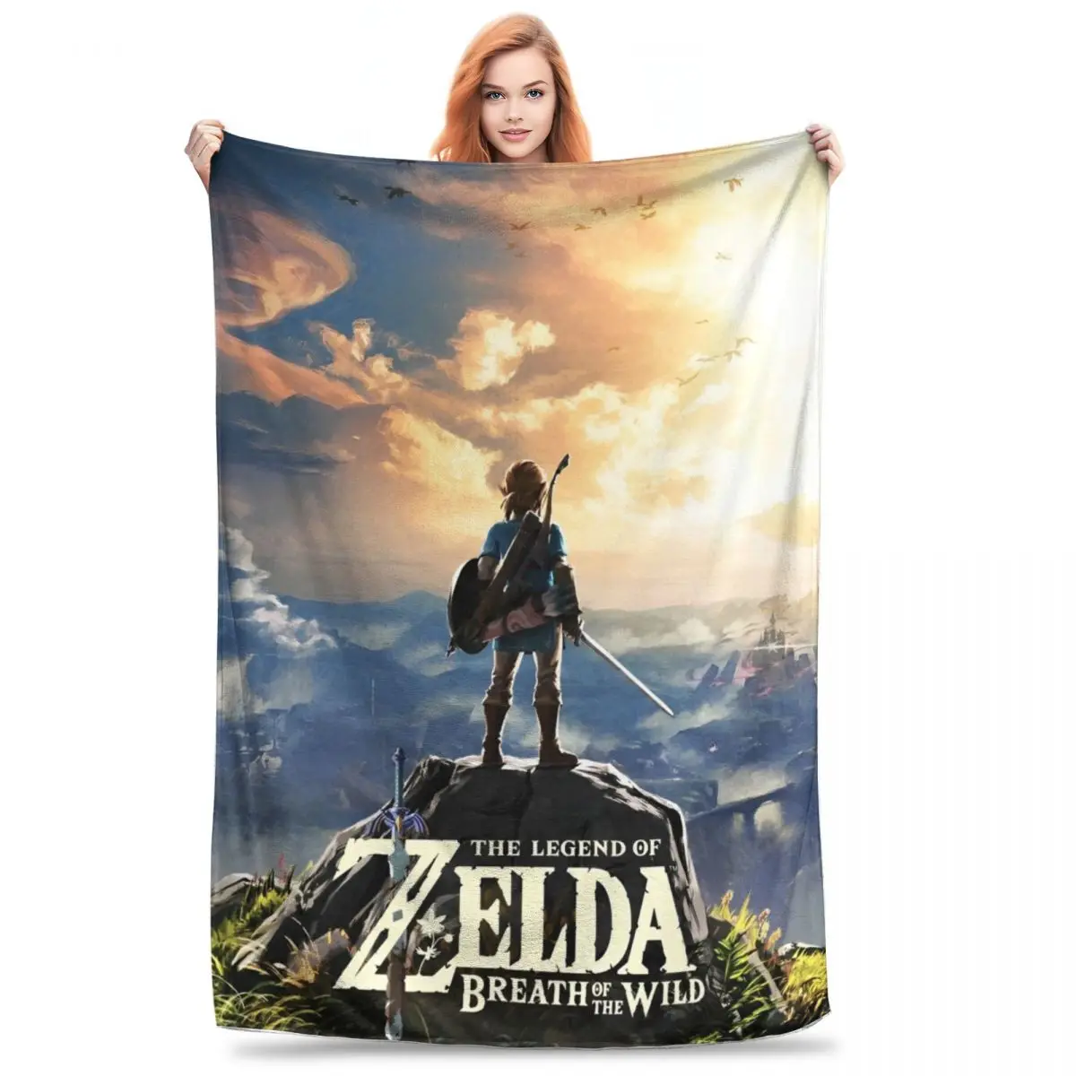 Z-Zelda-a-Link Cartoon Game Blanket Fleece Textile Decor Multi-function Lightweight Throw Blanket for Bedding Office Bedspread