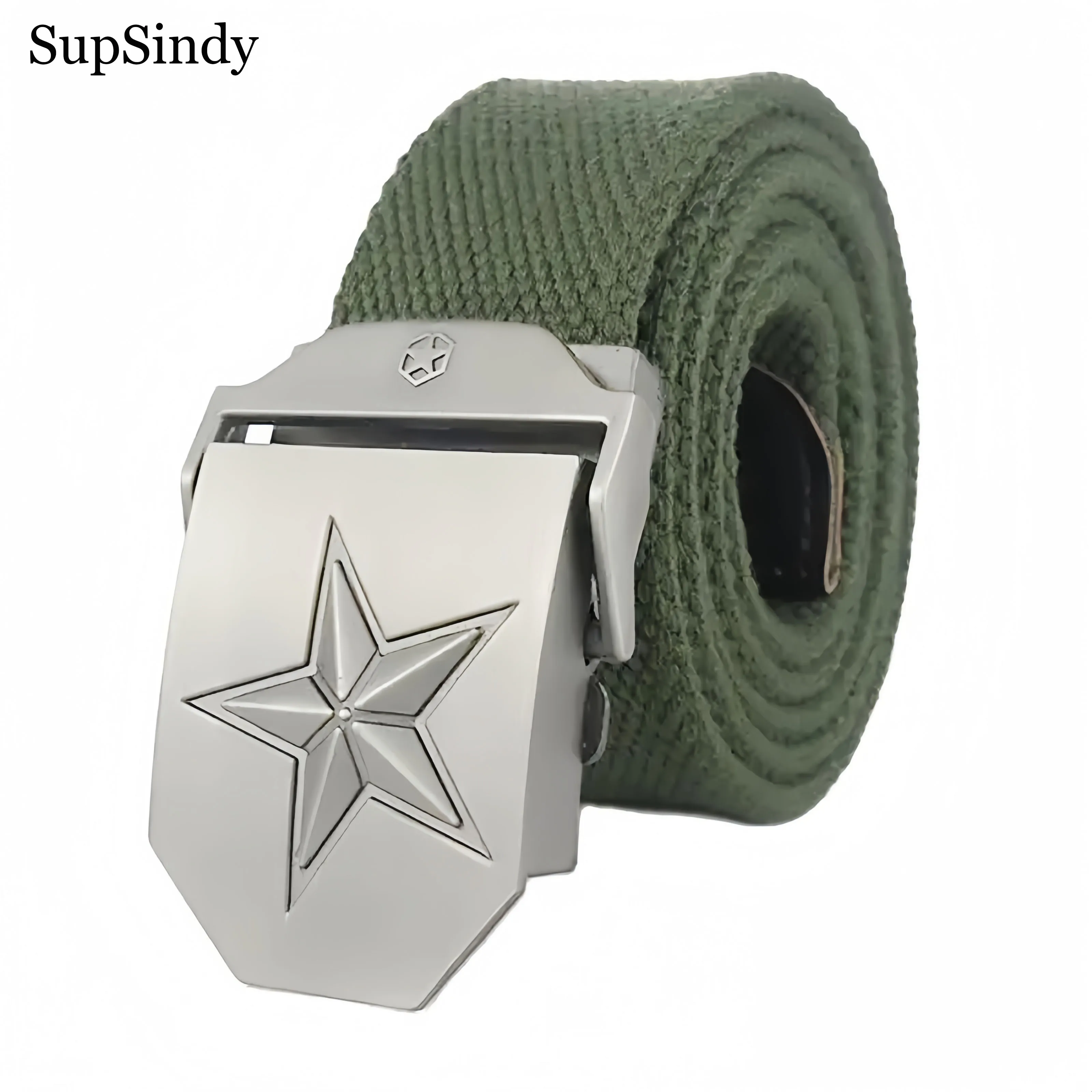 

SupSindy Men Canvas Belt 3D Five-pointed Metal Buckle Soldier Army Military Tactical Belts For Men Jeans Waistband Outdoor Strap