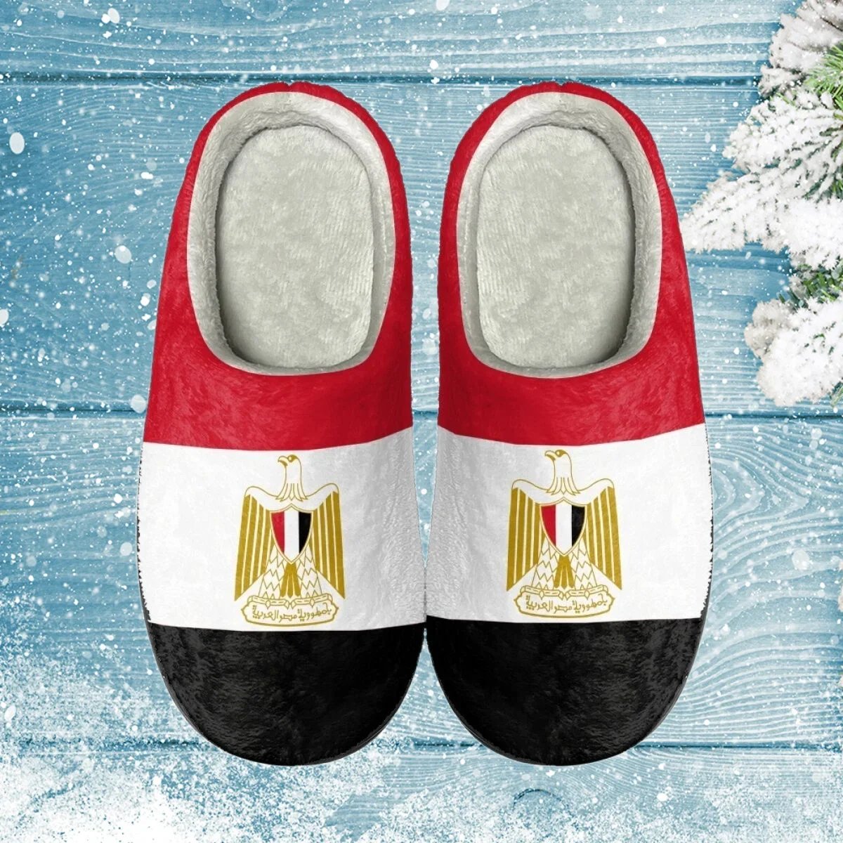 

National Day Slipper Egyptian Flag Print Indoor Women Slippers Warm Home Anti Slip Men Flats Shoes House Floor Shoes