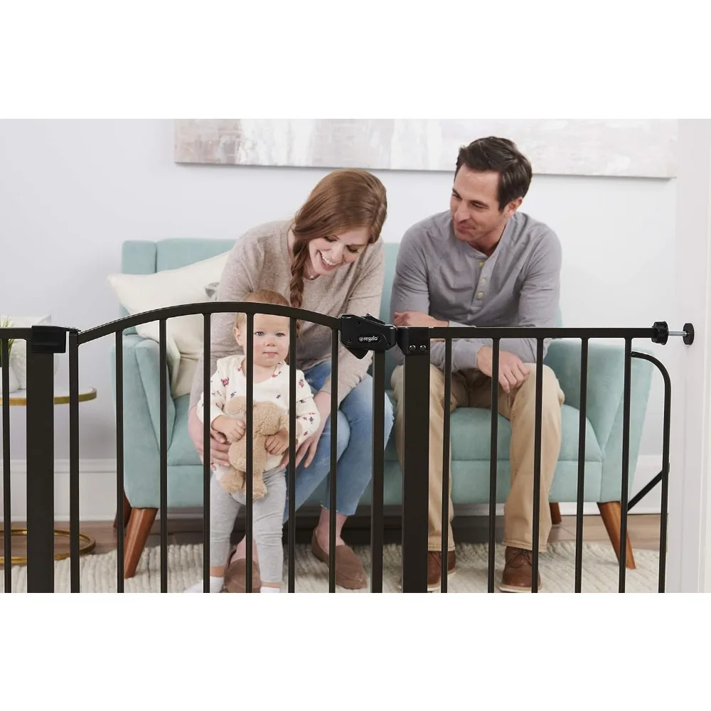 Decoração arqueada extra alta de 58 polegadas Walk Thru Baby Gate, marca prêmio ganhando, inclui kit de extensão de 4 polegadas, pacote com 4