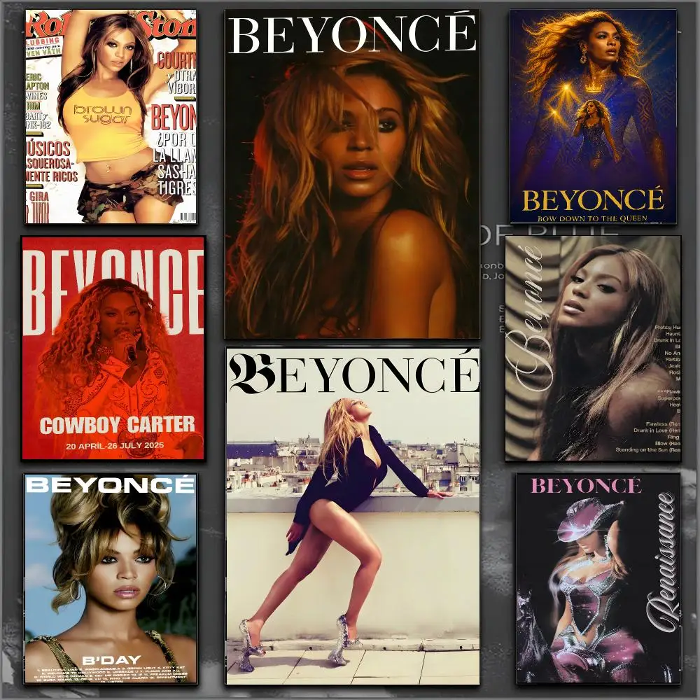 Beyonce Singer Pop Cowboy Retro Poster Waterproof Sticky WallArt Print For Bedroom Living Room Hallway Bar Home Decor