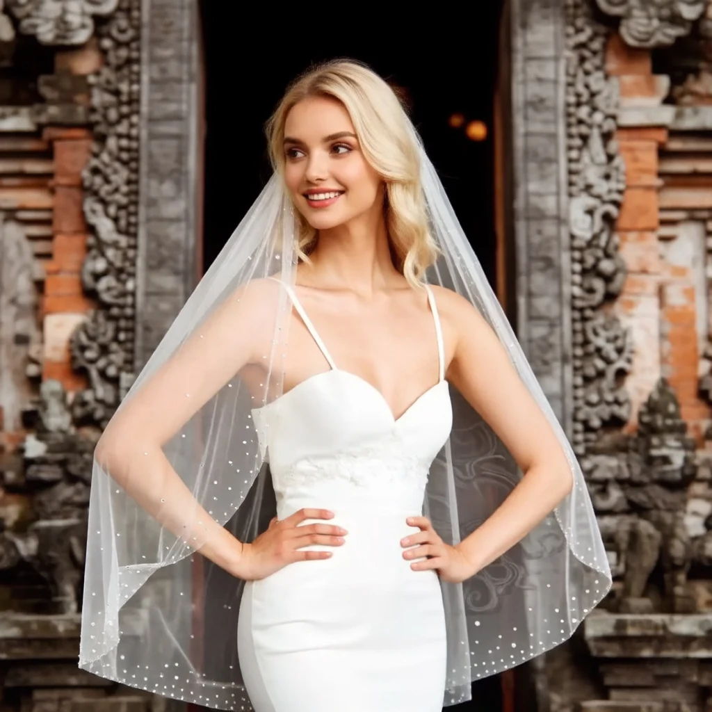 

Modern Luxury Bridal Veil with Rhinestone Raw Edge Elegant Wedding Accessory for Women's Ceremony Blingbling Hairpiece G53