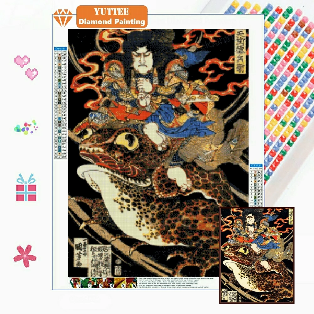 

Japanese Ukiyo-e 5D DIY Diamond Painting Calligraphy Bushido Toad Art Embroidery Cross Stitch Rhinestones New Arrivals