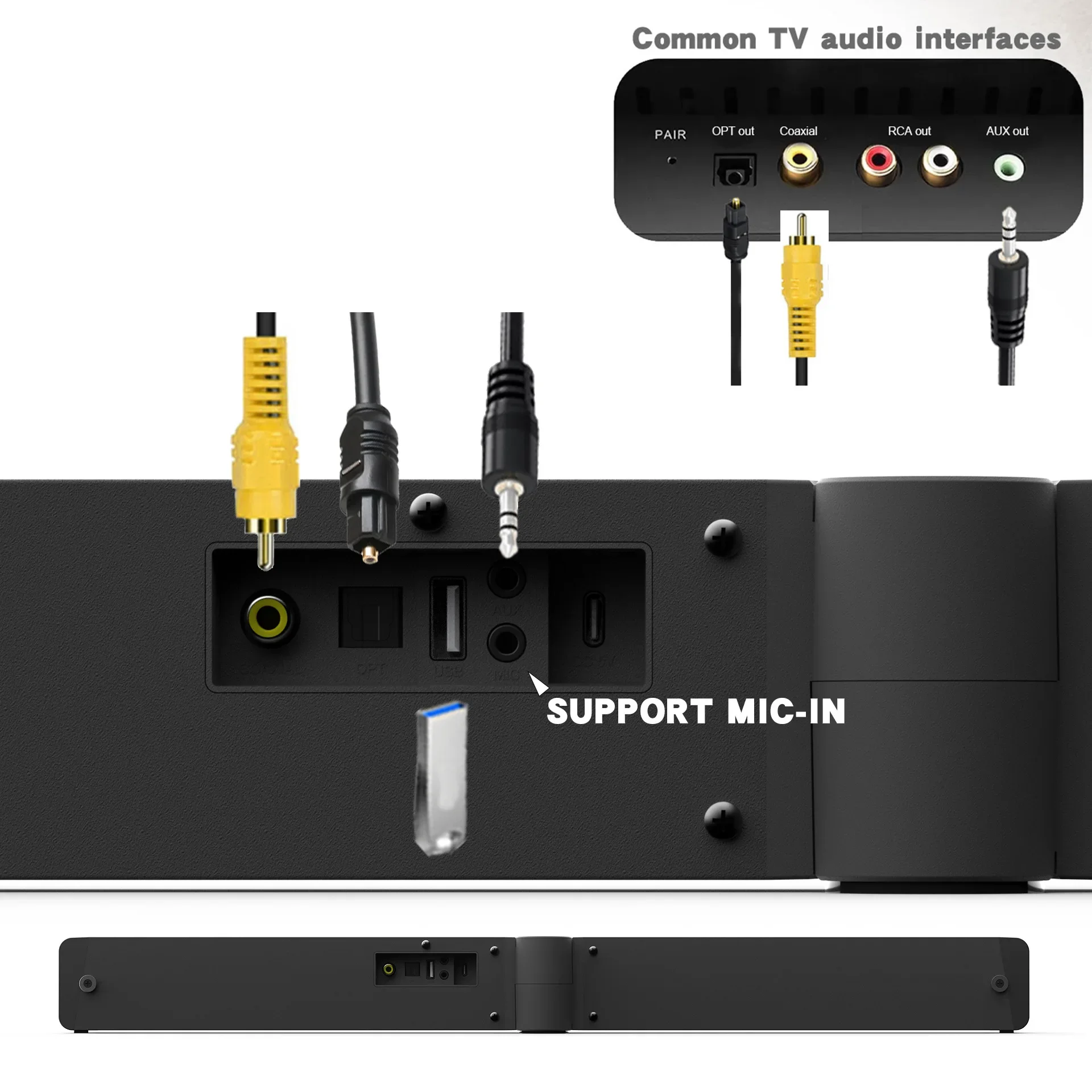 Imagem -05 - Alto-falantes sem Fio com fm Dobrável Soundbar Home Theater Surround Sound System Tfcard Conexão Rca tv Sound Bar bt 5.1 Bs53