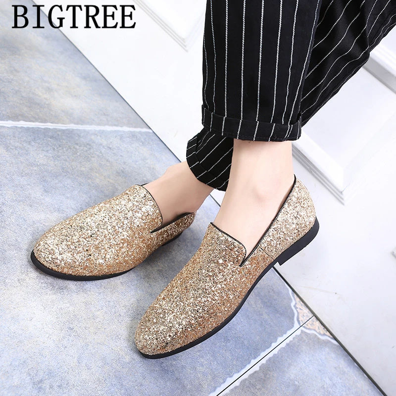 Party Shoes Men Classic Glitter Loafers Men Gold Shoes Wedding Dress Elegant Shoes Men 2024 Zapatos De Hombre De Vestir Formal