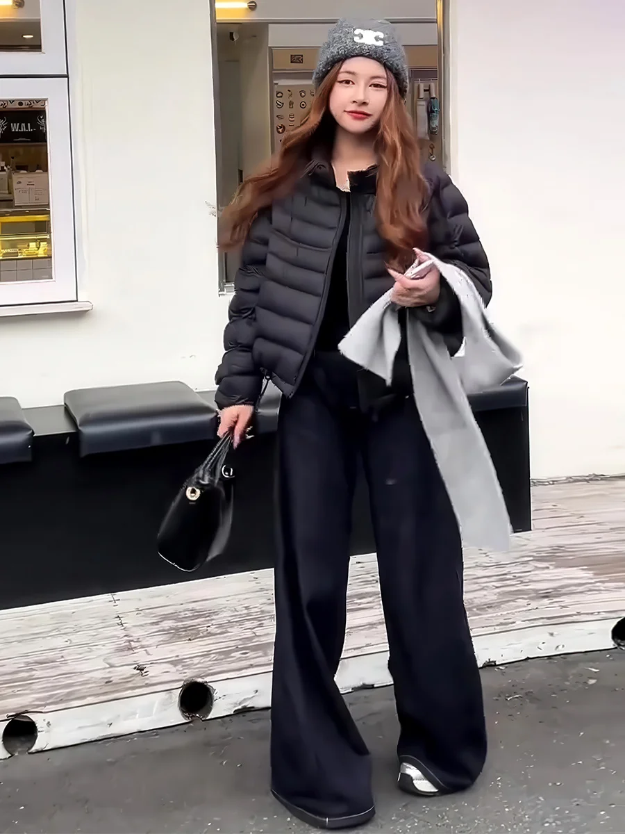 Bla ort ligero abajo Jaet mujer invierno nuevo Sle tamaño pequeño cuello alto ligero fino 90% blanco Du abajo abrigo cálido