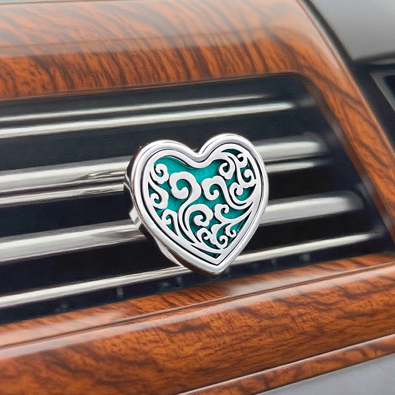 Alloys Stainless Steel Waves Car Vent Clip Air Freshener Essential Perfume Oil Diffuser Locket Jewelry Packaging Display 25mm