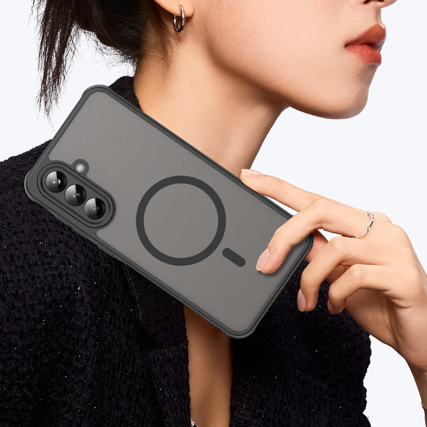 Casing Ponsel Transparan Tipis Matte untuk Samsung Galaxy S24 S25 FE Ultra Plus A16 A26 A36 A56 A17 A07 5G Penutup Keras Magnetik