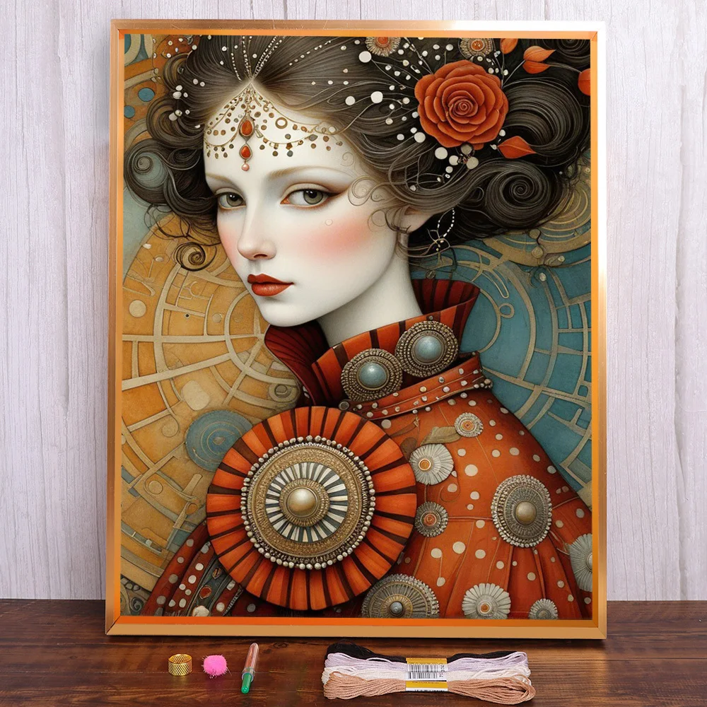 

Portrait Girl Printed 11CT Cross-Stitch DIY Embroidery Full Kit Craft Handicraft Sewing Handmade Stamped Counted Wholesale