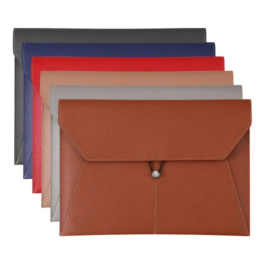 

Large Capacity A4 Business Leather Document Bag Simple Thickened Storage Data Bag Portable Waterproof File Bag Paper