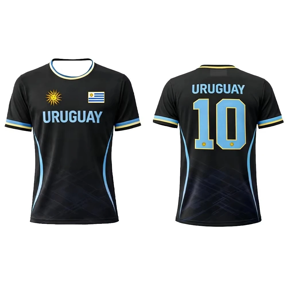 Uruguay Flaggen-Print T-Shirt 2026 Sommer Fußball-Trainingsuniform Herren Damen Outdoor Atmungsaktives Schnelltrocknendes Fußballtrikot Moto