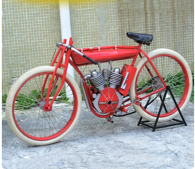 Retro Punk Wrought Iron Bike Model Nostalgic Old School Design Ironwork for Home Decor