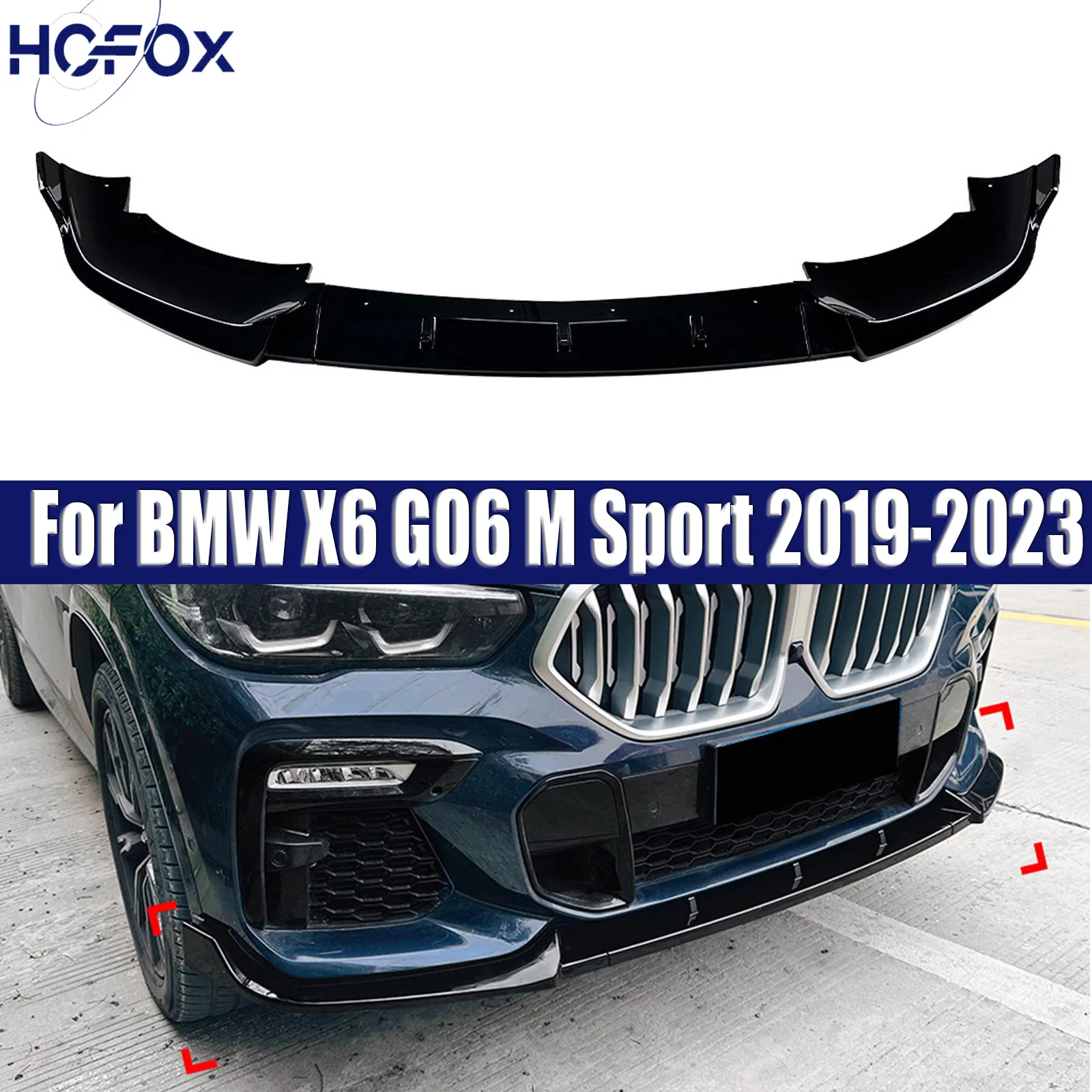 

Front Bumper Lip Spoiler Splitter For BMW X6 G06 M Sport 2019-2023