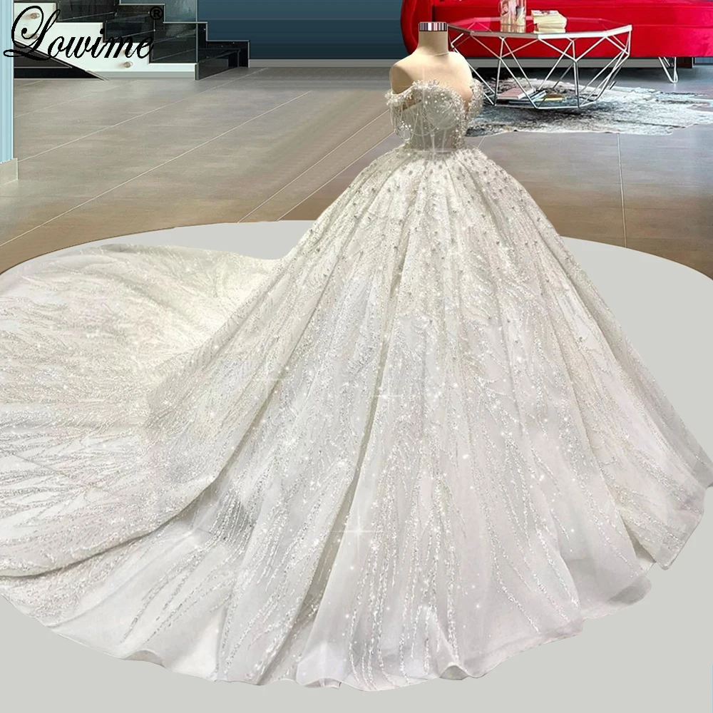 Luxury Crystals Chapel Wedding Dresses A-Line Off Shoulder Pregnant Wedding Gowns For Women Princess Bridal Gowns Customize