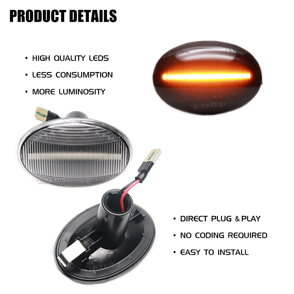 For BMW MINI Cooper R55 R56 R57 R58 R59 2007 2PCS Flowing Turn Signal Light Dynamic LED Side Marker Sequential Indicator Blinker