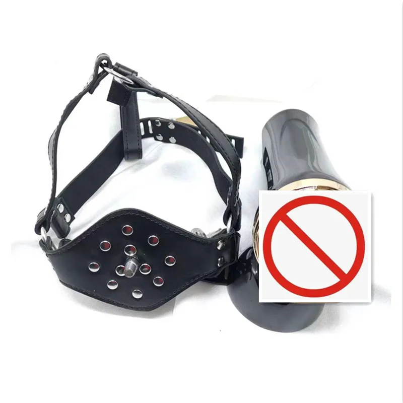 BDSM Harness Slave Masturbation cup + Asphyxia Gag Bondage Restraints Open Mouth Breathable Adult toy sex products Masturbation