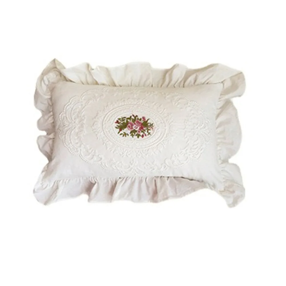 

with Lotus Frill French Lace Pillow Cover Soft Comfortable Embroidered Cushion Cover Washed Material Pillow Shell Pillow