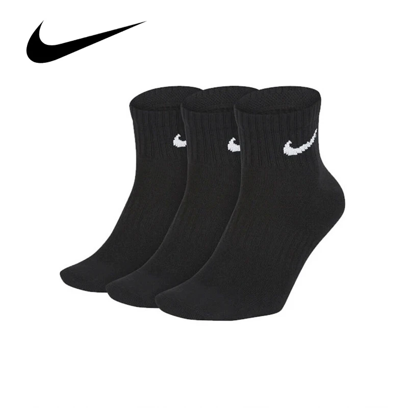 

Original Nike Lightweight Unisex Sports Socks Men's and Women's 3 Pairs Casual Breathable Short Tube Black Socks S M L XL SX7677