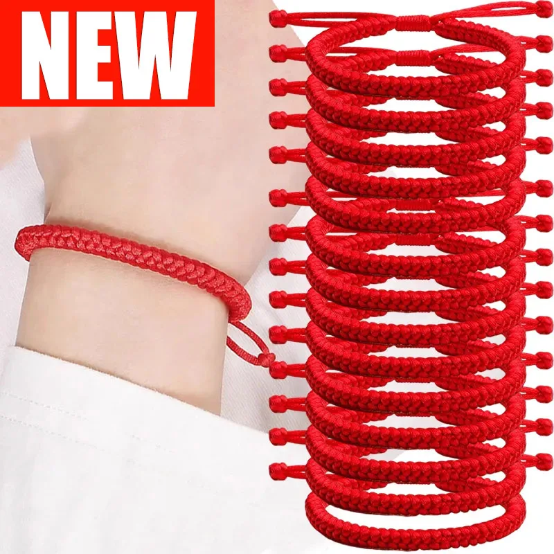 2/10pcs Lucky Red Rope Evil Eye String Bracelet for Men and Women Protection Lucky Handmade Braid Rope Wristband Jewelry Gift