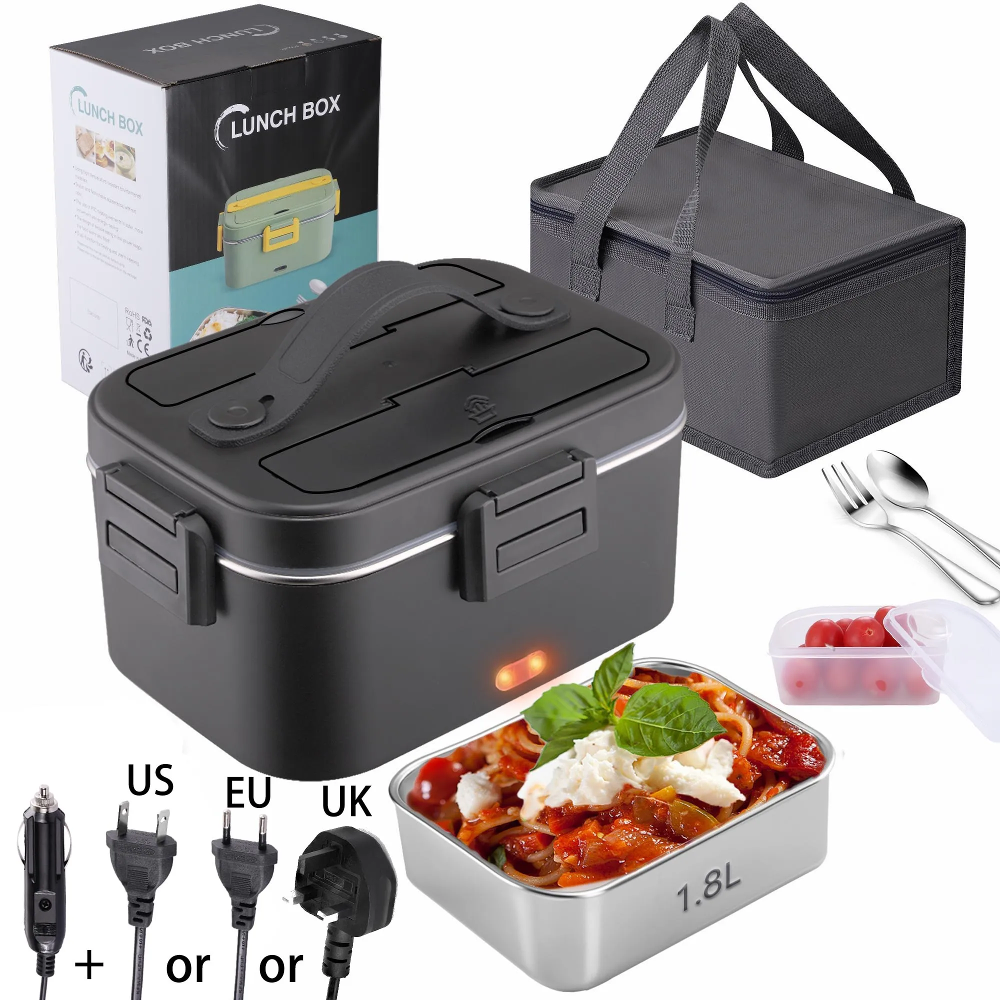 

Electric Lunch Box 75W 1,8L Food Heater 3 in 1 Portable Leakproof Heated Lunch Box for Car/Truck/Office with Insulated Carry Bag