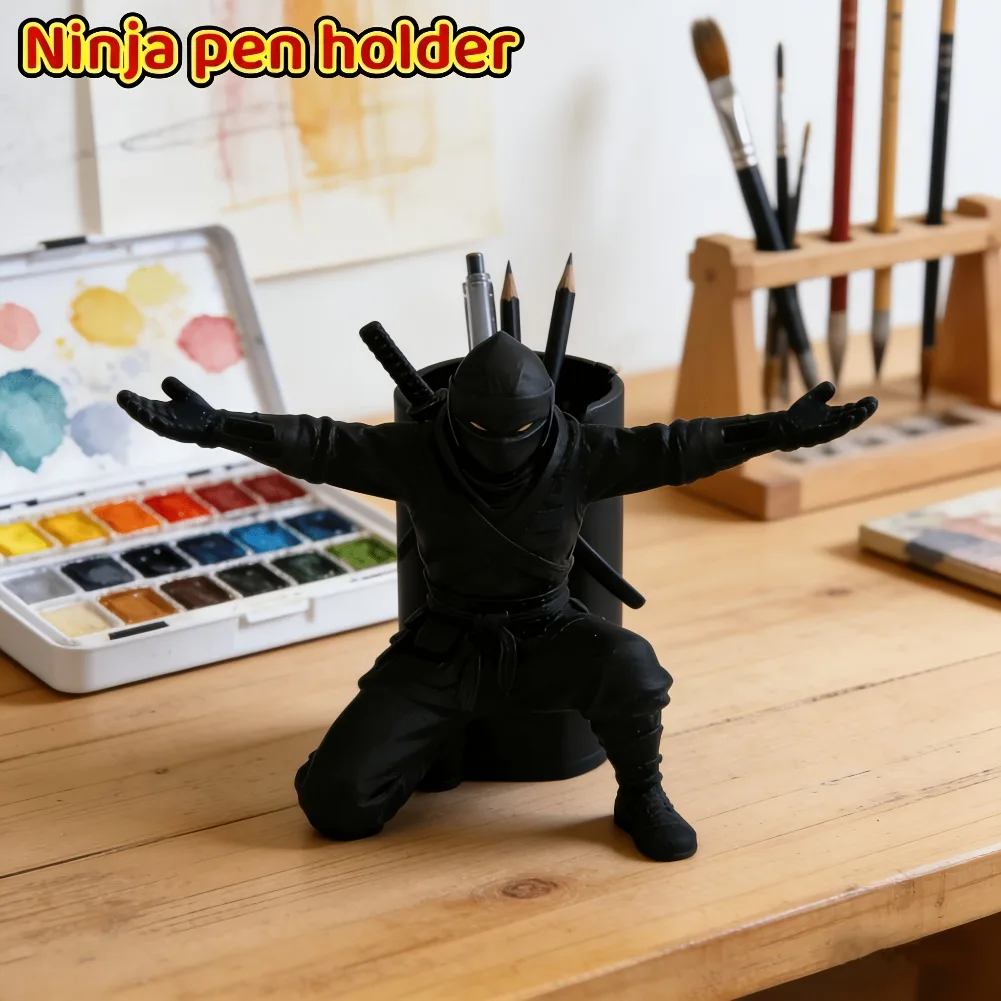 Creative Samurai Ninja Pen Holder Desktop Pencil Organizer Stand Office Ornamen Stationery Storage Rack Fashion School Decor