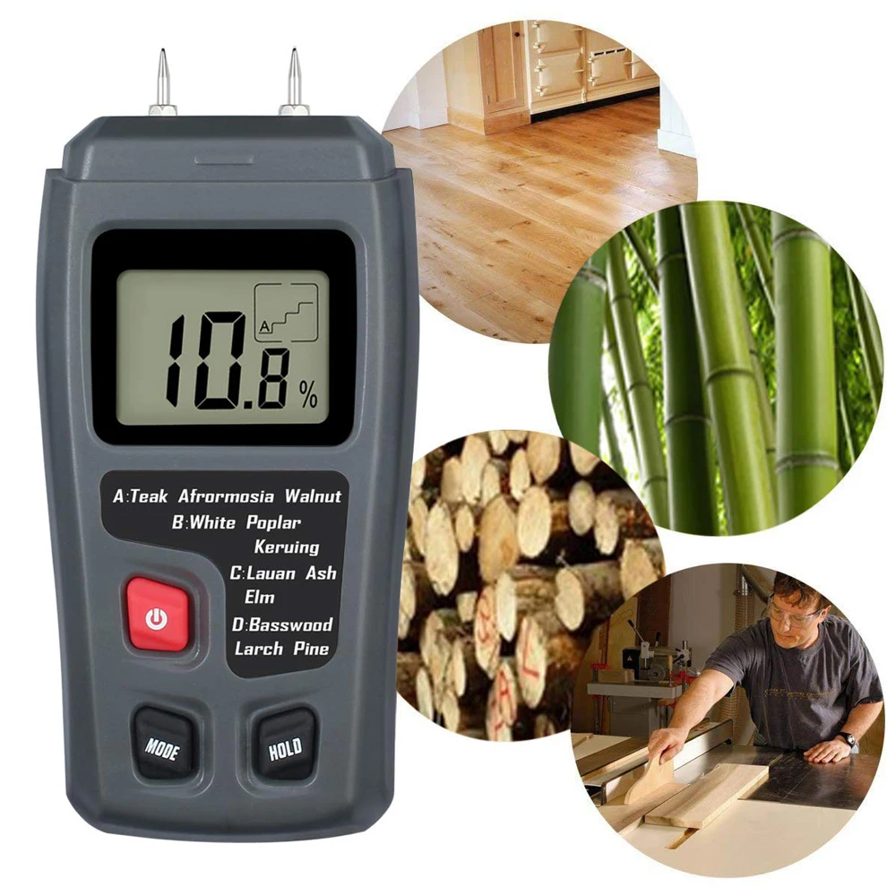 Digital Wood Moisture Meter EMT01 Professional 0~99.9% Timber Hygrometer Portable Tool LCD Display Timber Damp Detector