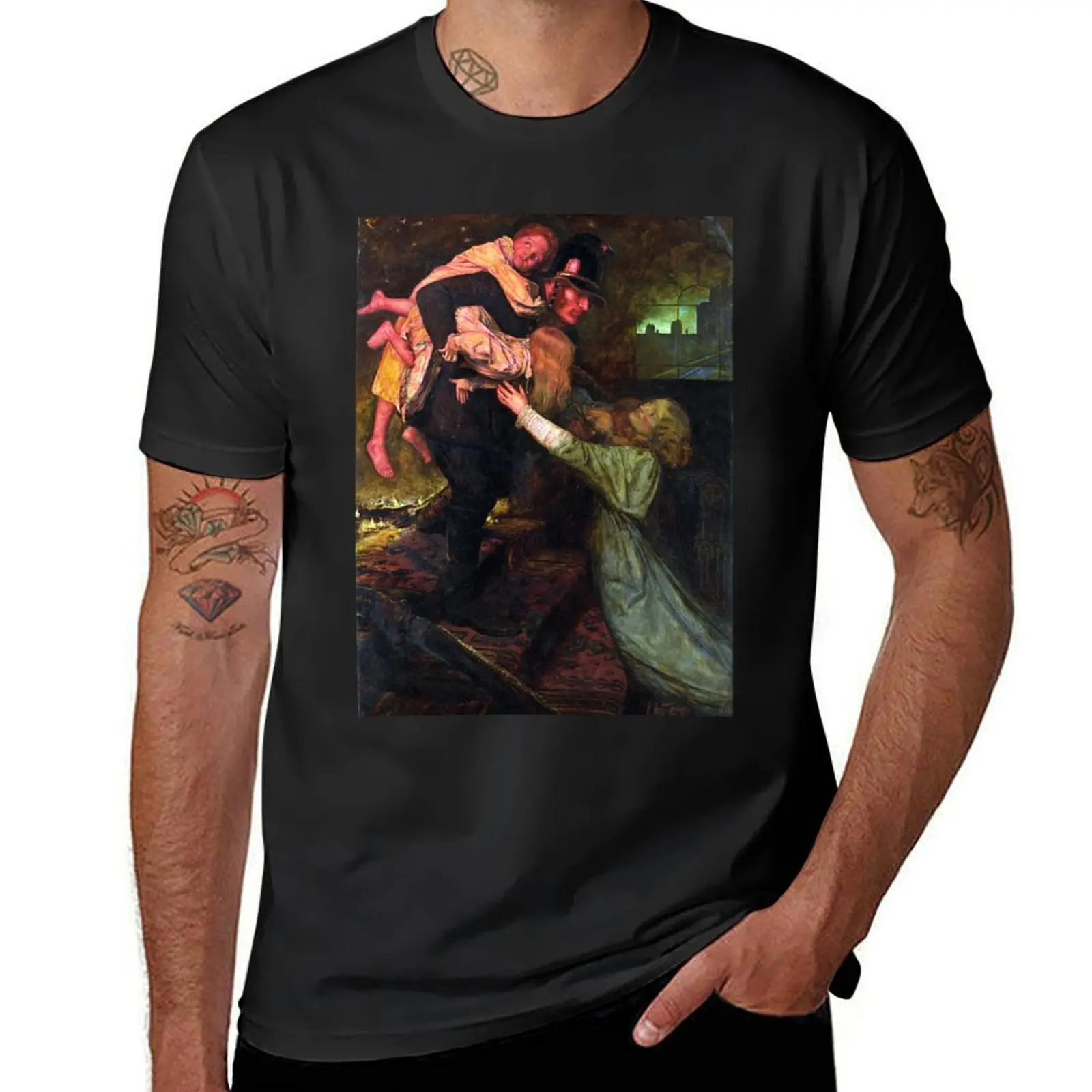 The Rescue - John Everett Millais T-Shirt tees boys animal print Blouse customs designer t shirt men