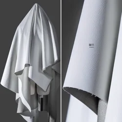 White Matte Leather Fabric Elastic Free Washed Coat Jacket Suit Bag Clothing Fashion Designer for Diy Sewing Material Cloth