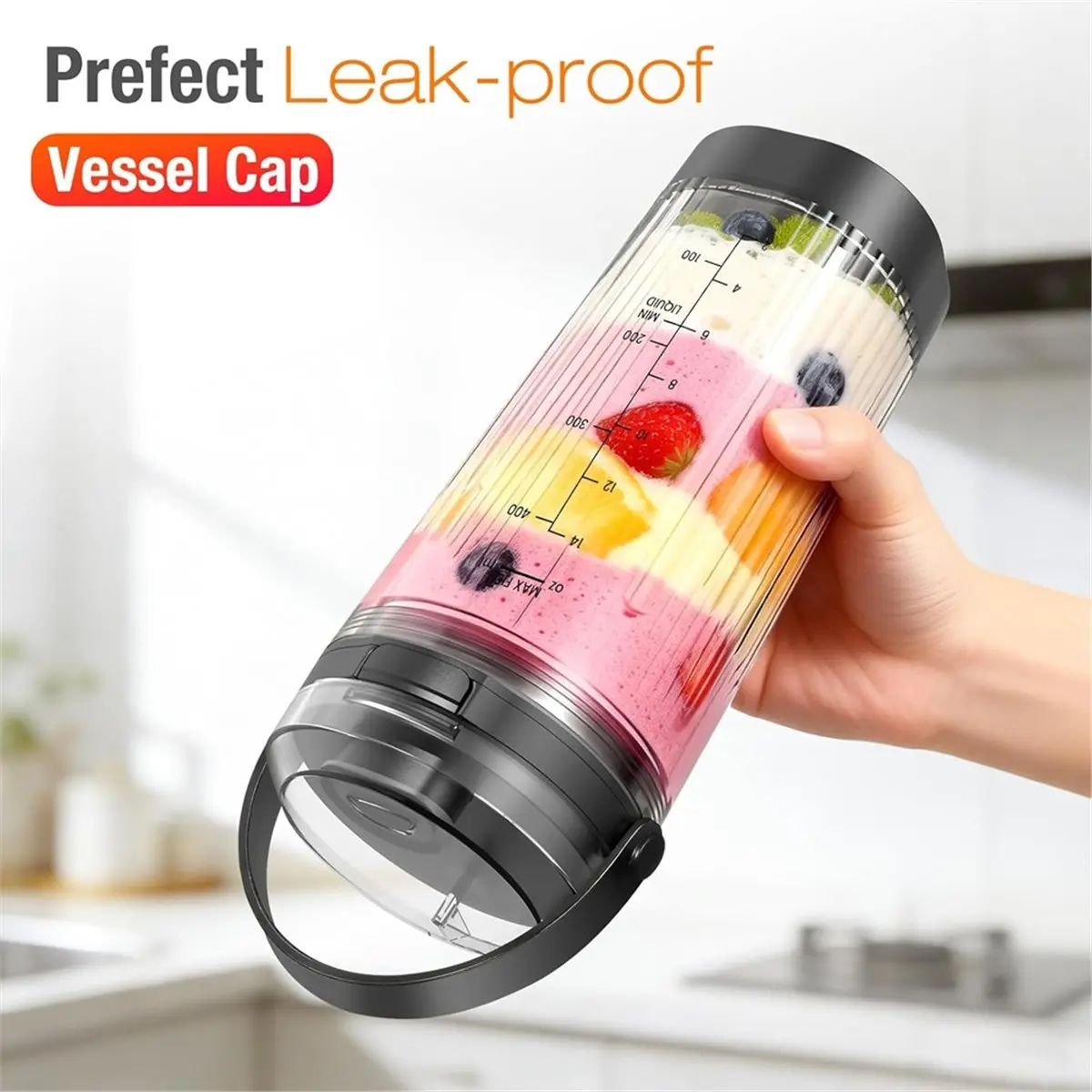 

[A99U] Blender Cup,18oz Blending Vessel with Sip & Seal Lid for Portable Blender BC100 Series & BC151 Series Blue