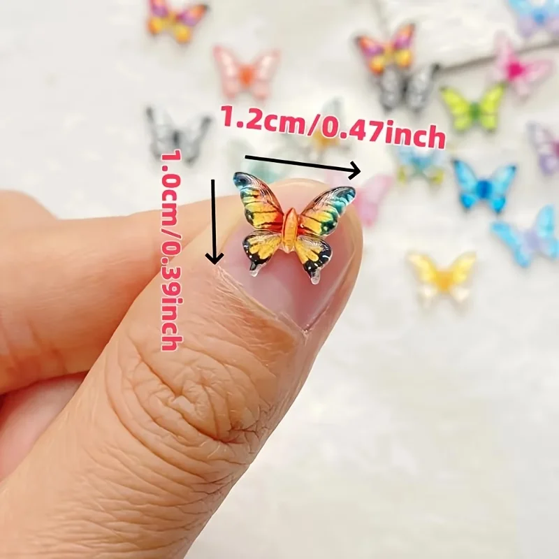 50pcs resin mini colored butterfly nail decoration - suitable for DIY nail art, jewelry crafts, and clip and paste decoration