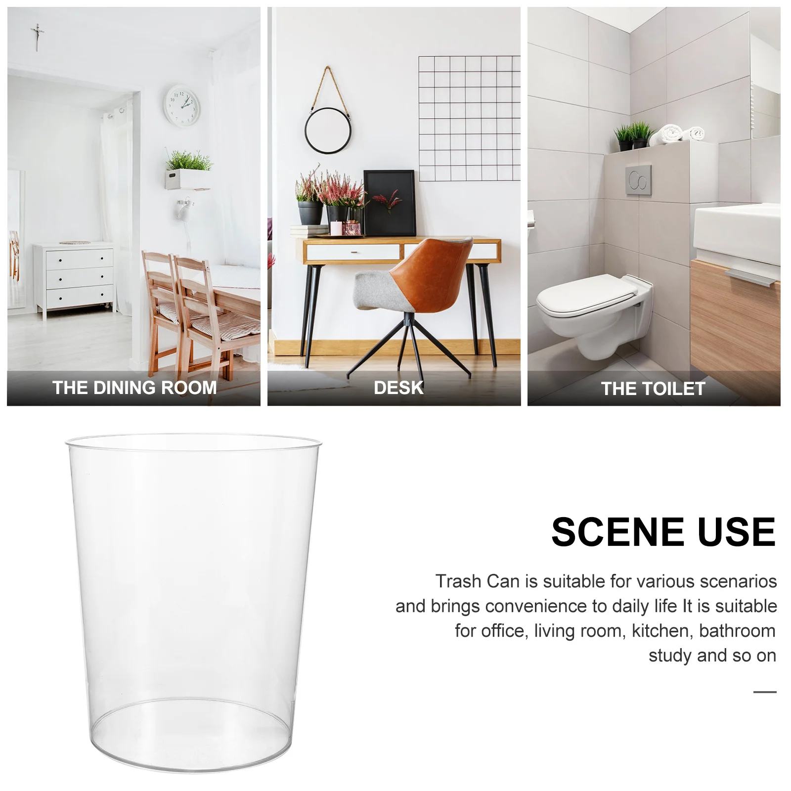 

Clear Trash Can Household 6L Round Waste Basket Bpa-Free Pet Desktop Garbage Bin For Office Bathroom Bedroom Plastic