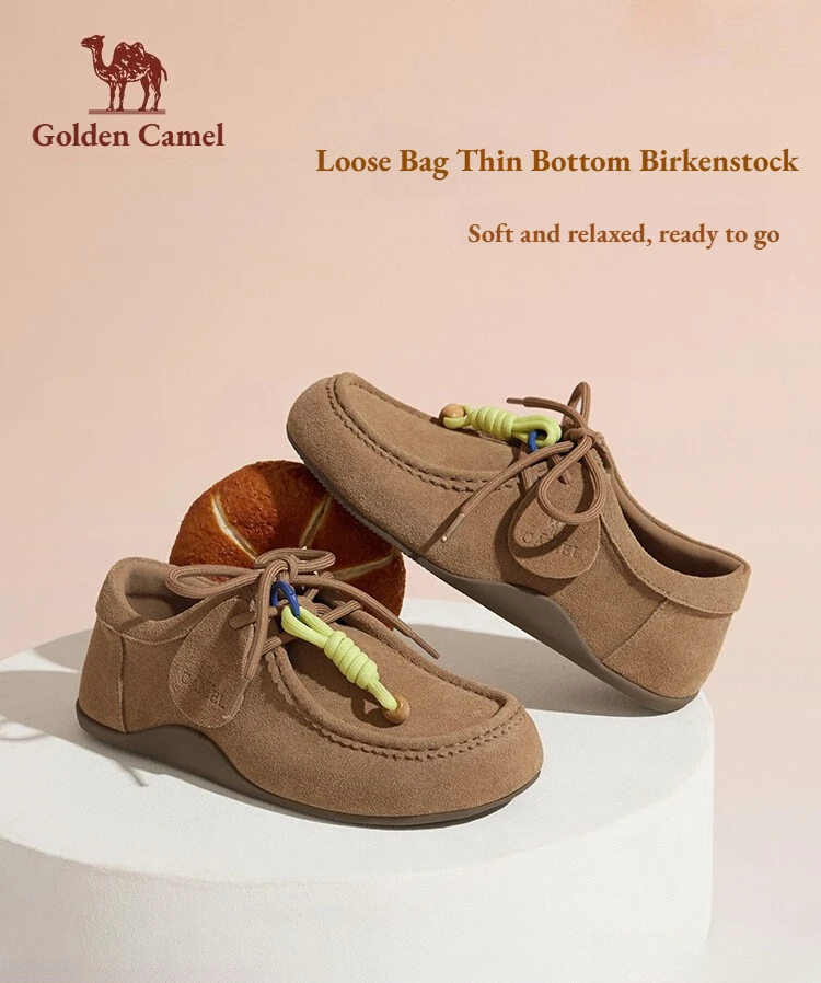 

Женские лоферы Golden Camel: ретро-мюли из замши с мягкой нескользящей подошвой, комфортная обувь, модные кроссовки Весна 2026