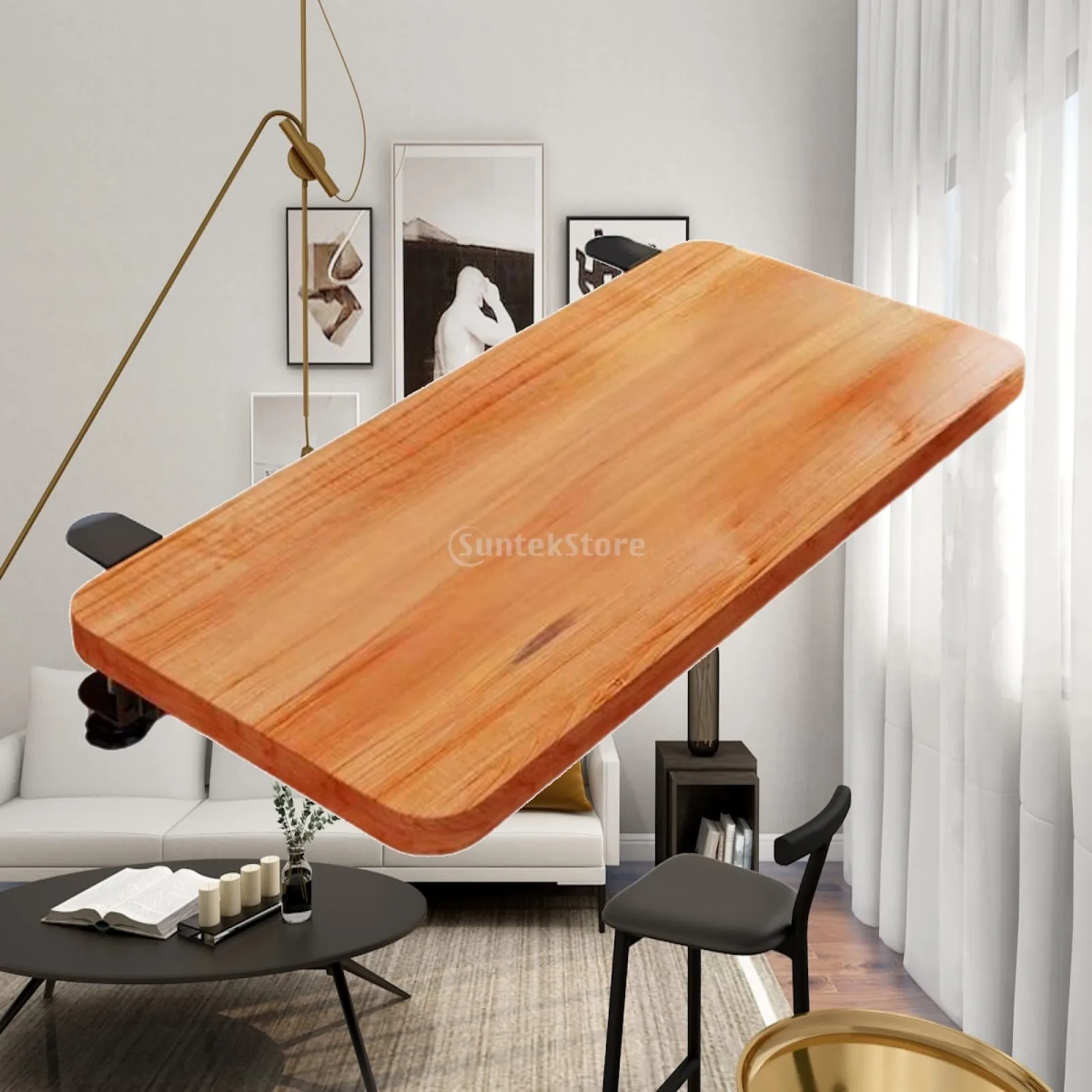 Foldable Computer Desk Extender Table Clamp on Armrest Tray Organizer for Office Study Bedroom