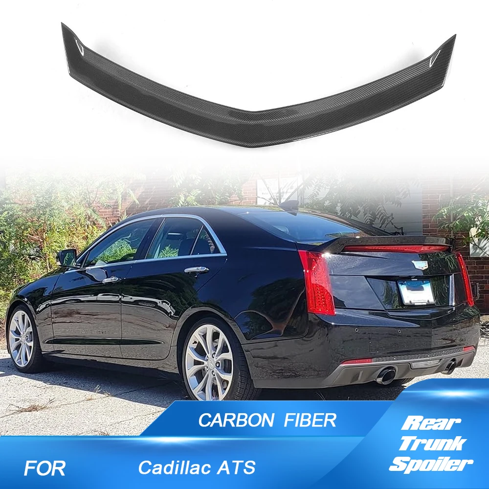 For Cadillac ATS 4-Door Sedan 2013-2019 Carbon Fiber Car Trunk Racing Spoiler Custom Parts HighKick Rear Wing Spoiler Body Kits